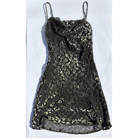 ASTR The Label Dresses & Skirts - ASTR The Label Olive Green Leopard Burnout Velvet Cowl Neck Mini Dress Small